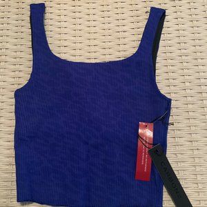 NWT CARBON 38 Crop Top Longline Sports Bra Blue Leopard Print XS Sexy Cute Yoga